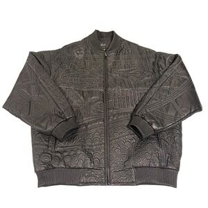 Vintage Max USA Leather Jacket Embroidered Patterned Design Hip Hop Y2K 90s XL